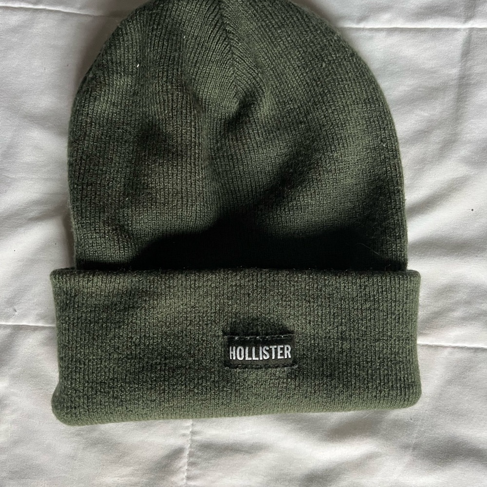 Hollister Green Knit Hat with Folded Cuff